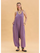 Lilac Bohemian Jumpsuit with Elasticated Legs and Tied Neck 4486